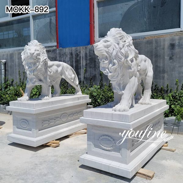 Marble Life Size Lion Statue Outside House for Sale MOKK-892 (3)