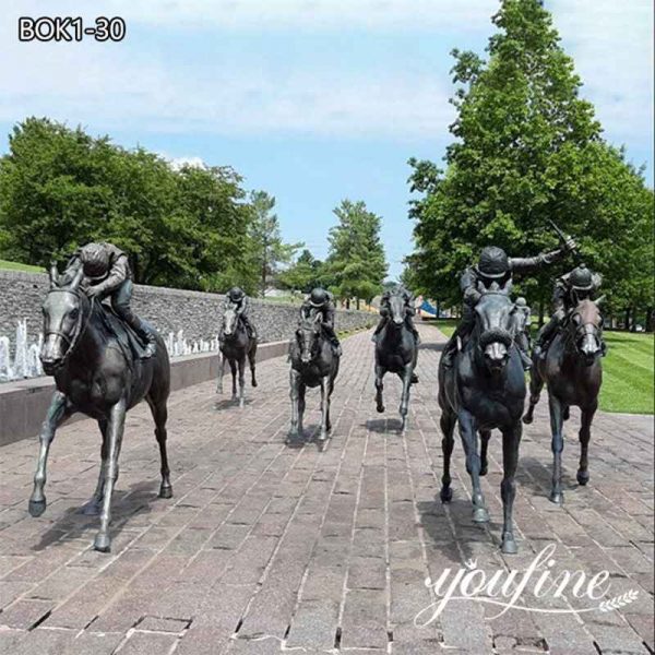 Thoroughbred Park Bronze Horse Racing Sculpture Outdoor Decor for Sale BOK1-30 (1)