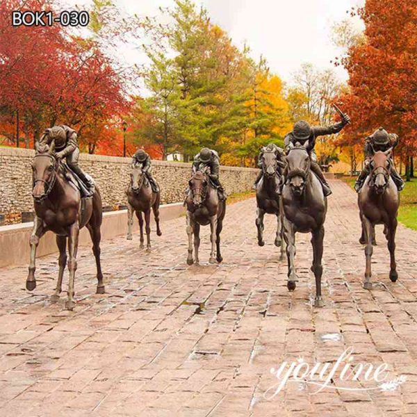 Thoroughbred Park Bronze Horse Racing Statues Outdoor Decor for Sale BOK1-30