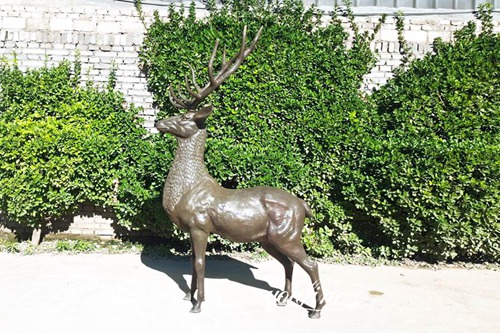 standing bronze deer life size art