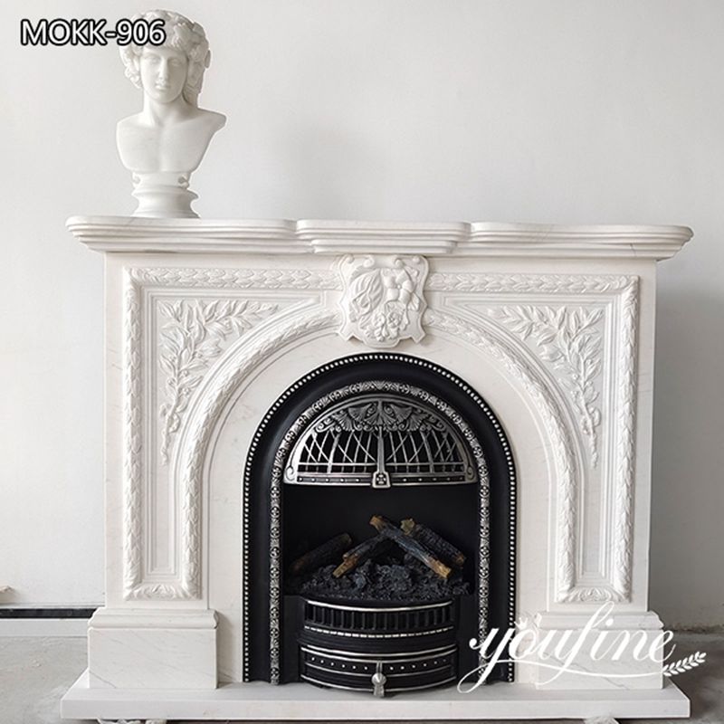 Hand Carved White Marble Fireplace First Class Home Decor for Sale MOKK-906