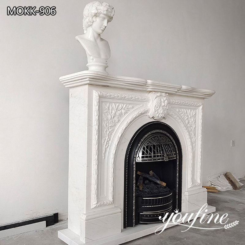 Hand Carved White Marble Fireplace First Class Home Decor for Sale MOKK-906 (3)
