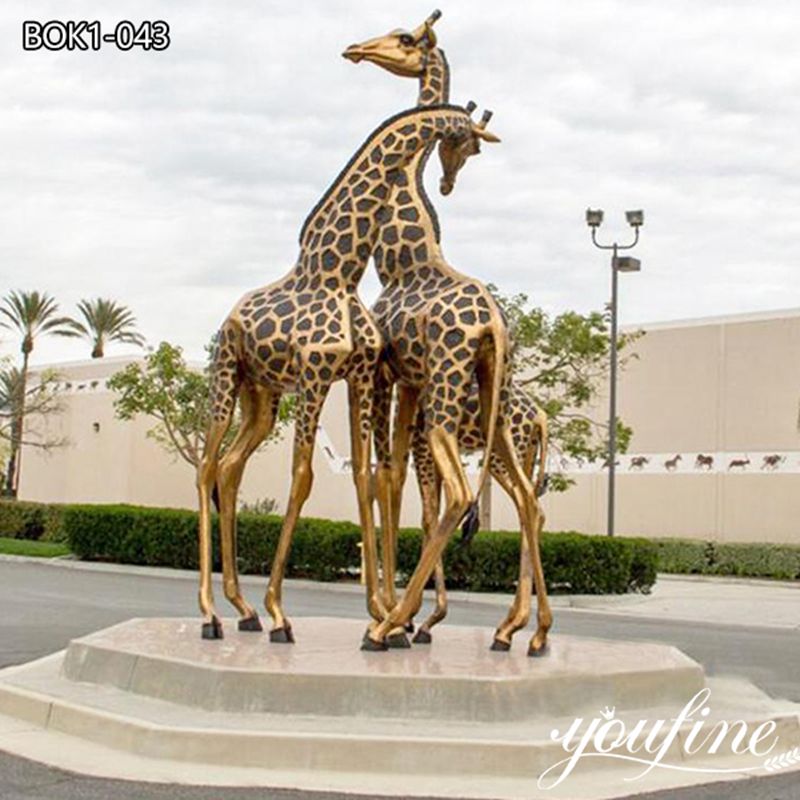 Large Bronze Giraffe Statue Outdoor Art Decor Manufacturer BOK1-043