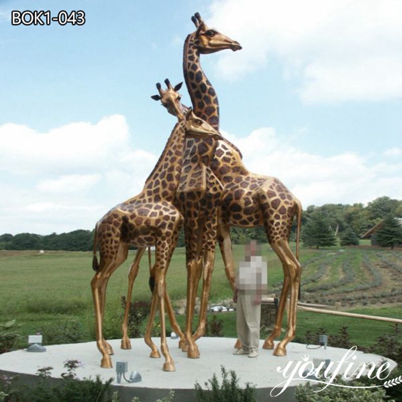 Large Bronze Giraffe Statue Outdoor Art Decor Manufacturer BOK1-043