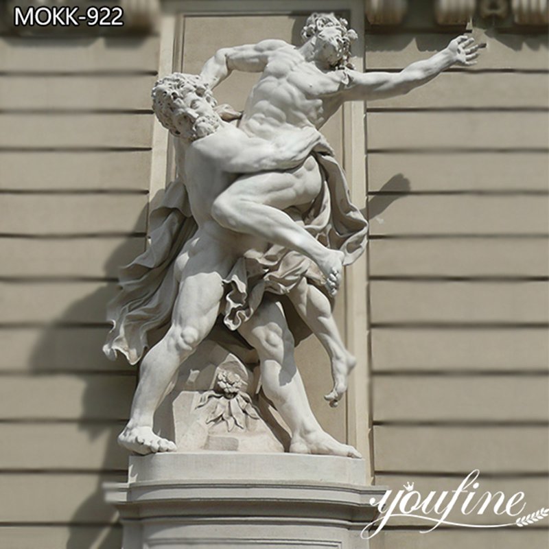 Greek Marble Hercules and Antaeus Sculpture Manor Decor for Sale MOKK-922