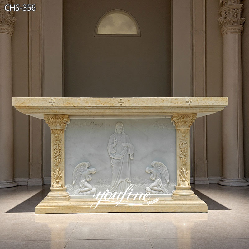 Altar With Jesus and Kneeling Angel Relief