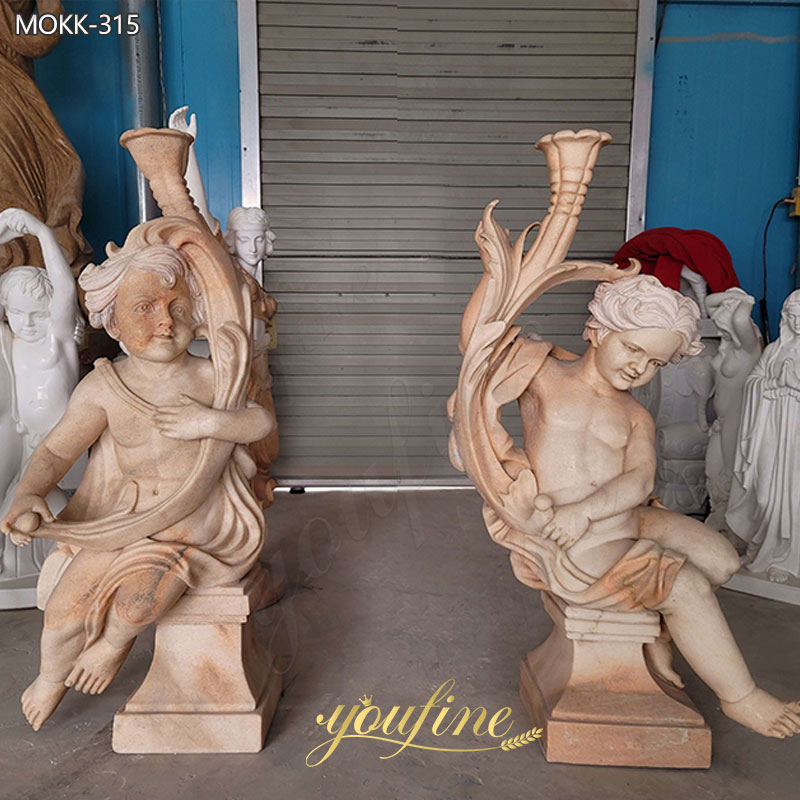 Natural red Marble Little Angel Statue