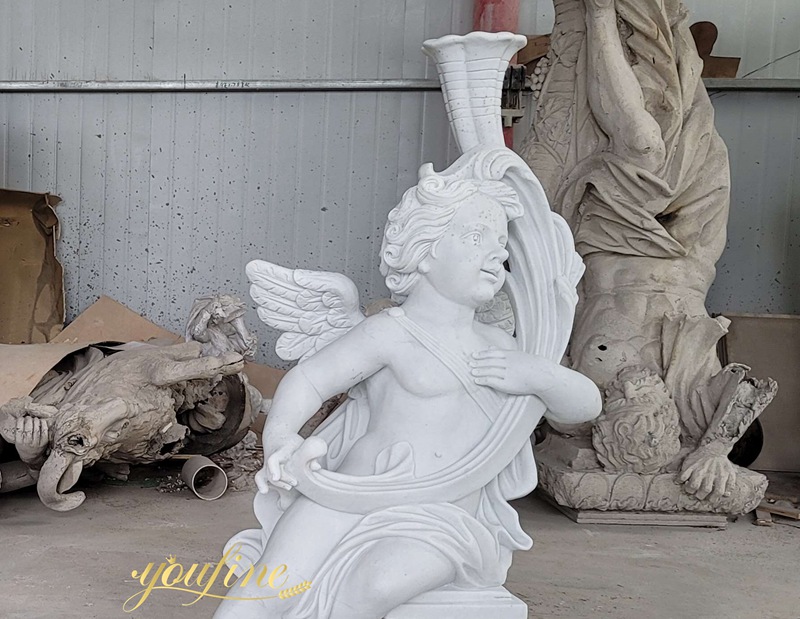 Natural white Marble Little Angel Statue