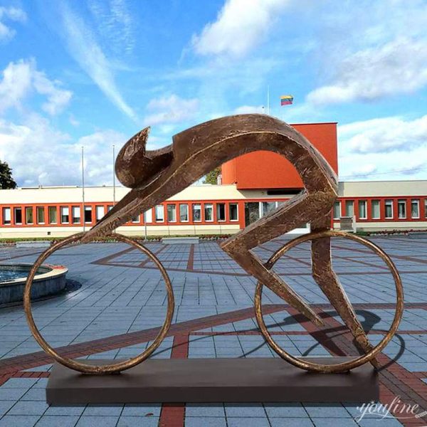 Outdoor Bronze Abstract Cyclist Sculpture Garden Decor for sale BOKK-954