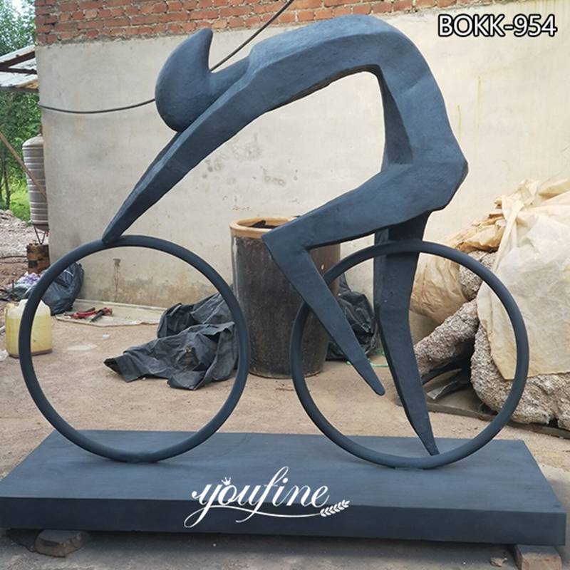 Outdoor Bronze Abstract Cyclist Sculpture Garden Decor for sale BOKK-954