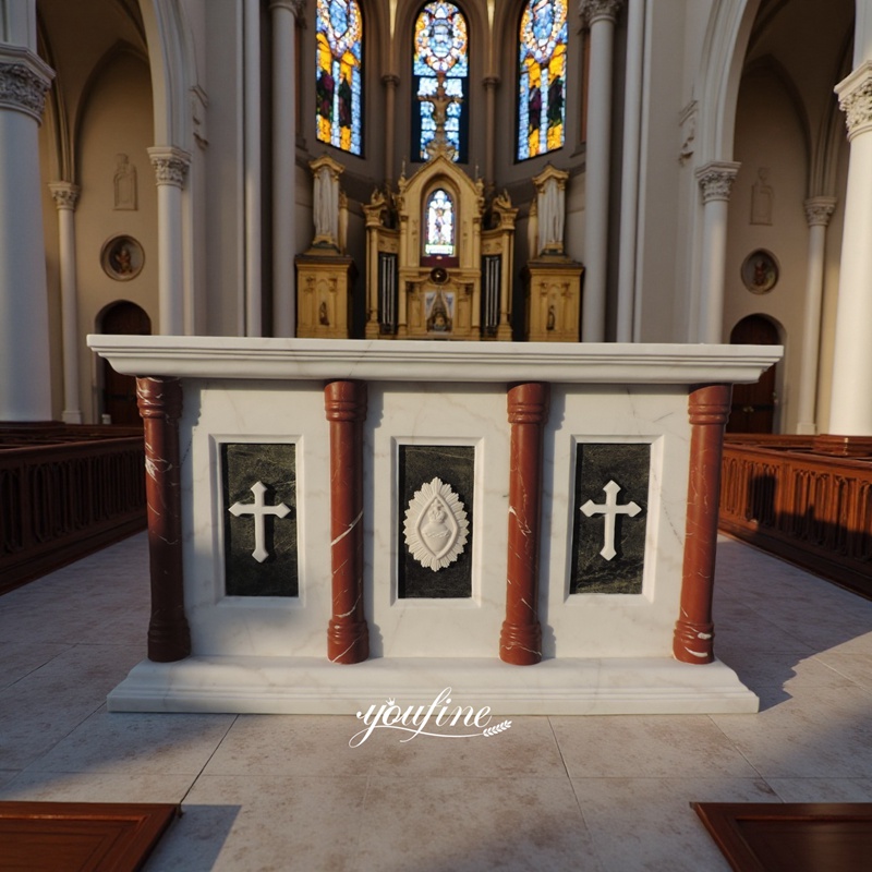 Red Column Marble Altar for church