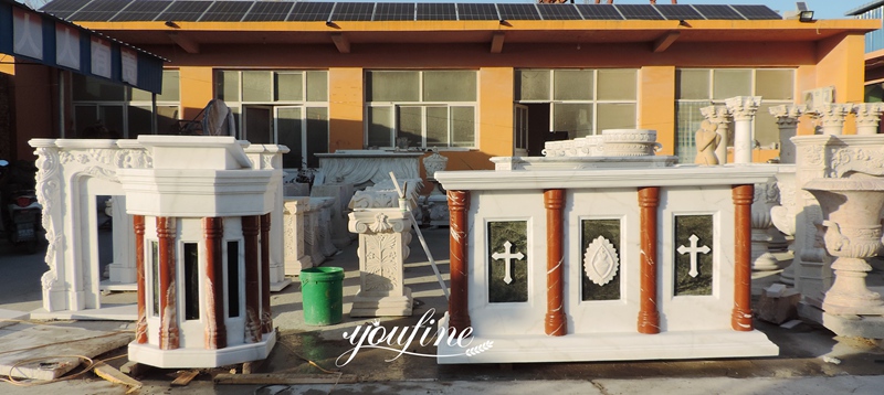 Red Column Marble Church Altar and pulpit