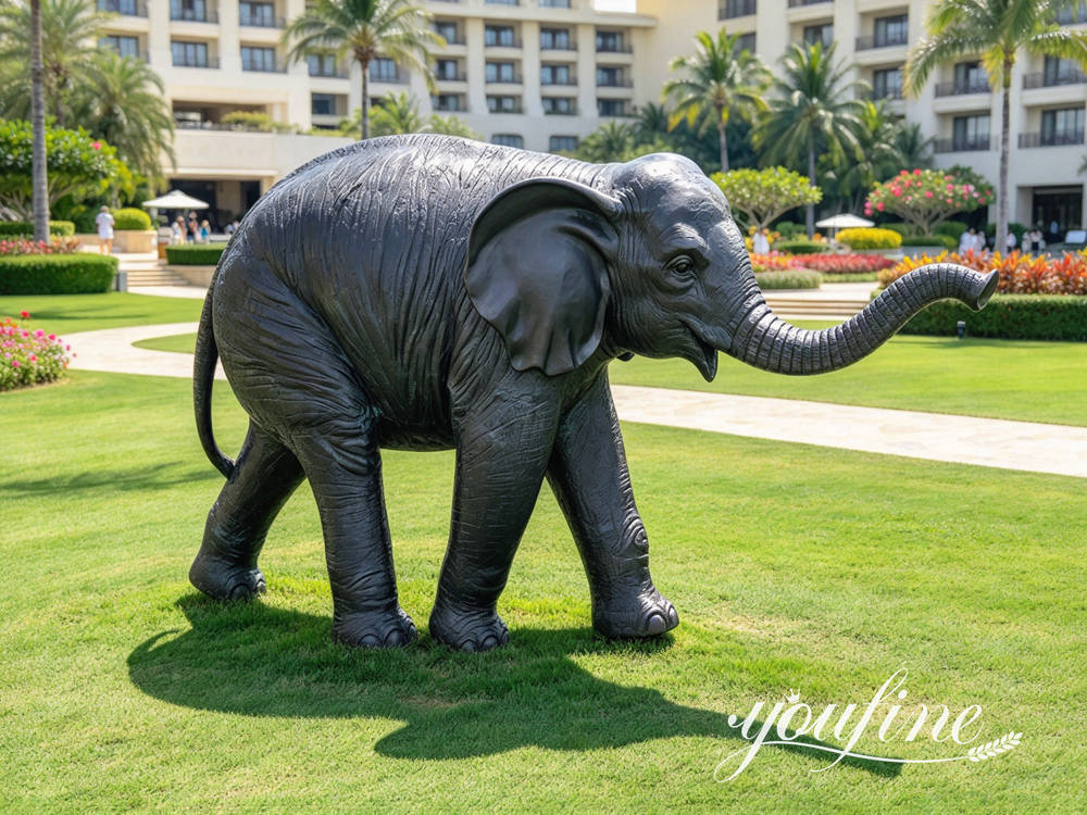 bronze baby elephant statue