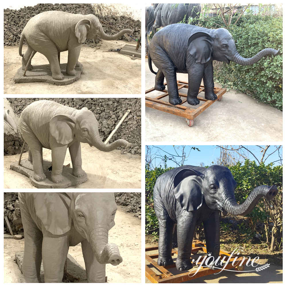 clay model Vs finished baby elephant statue