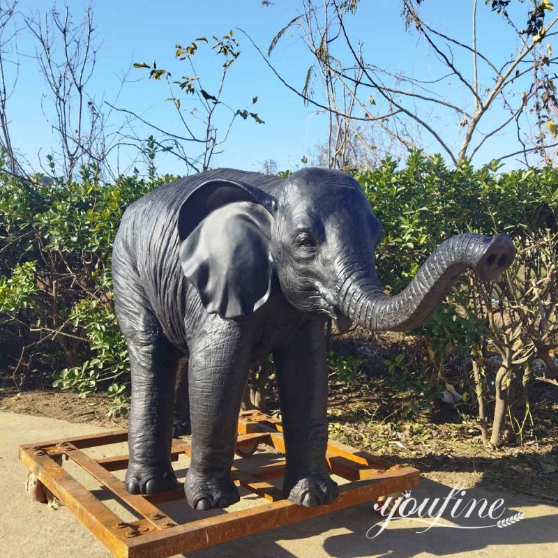 close up details of baby elephant statue
