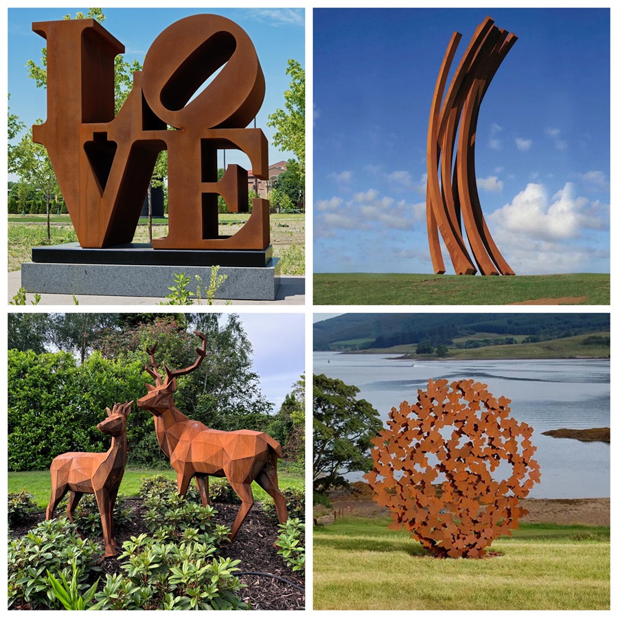 modern art corten steel sculptures