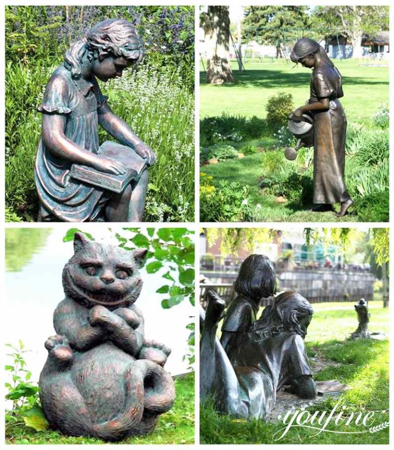Bronze Alice in Wonderland Garden Statue BOK1088 YouFine Sculpture