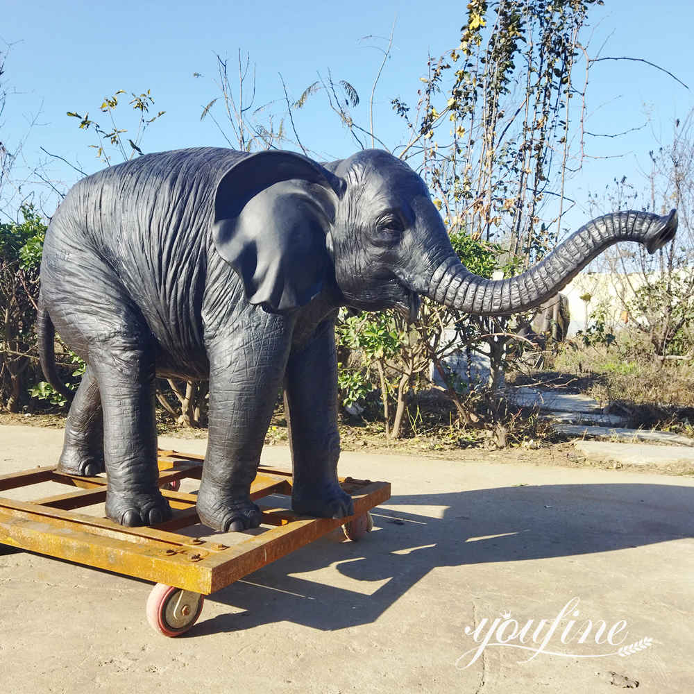finished bronze baby elephant statue at YouFine factory