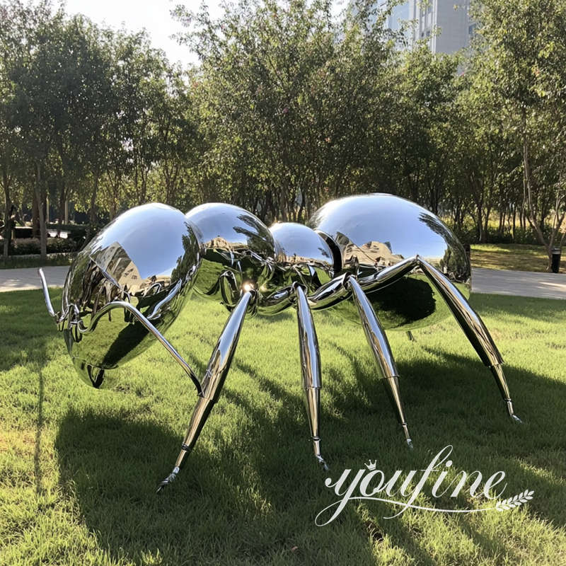 large stainless steel ant sculpture