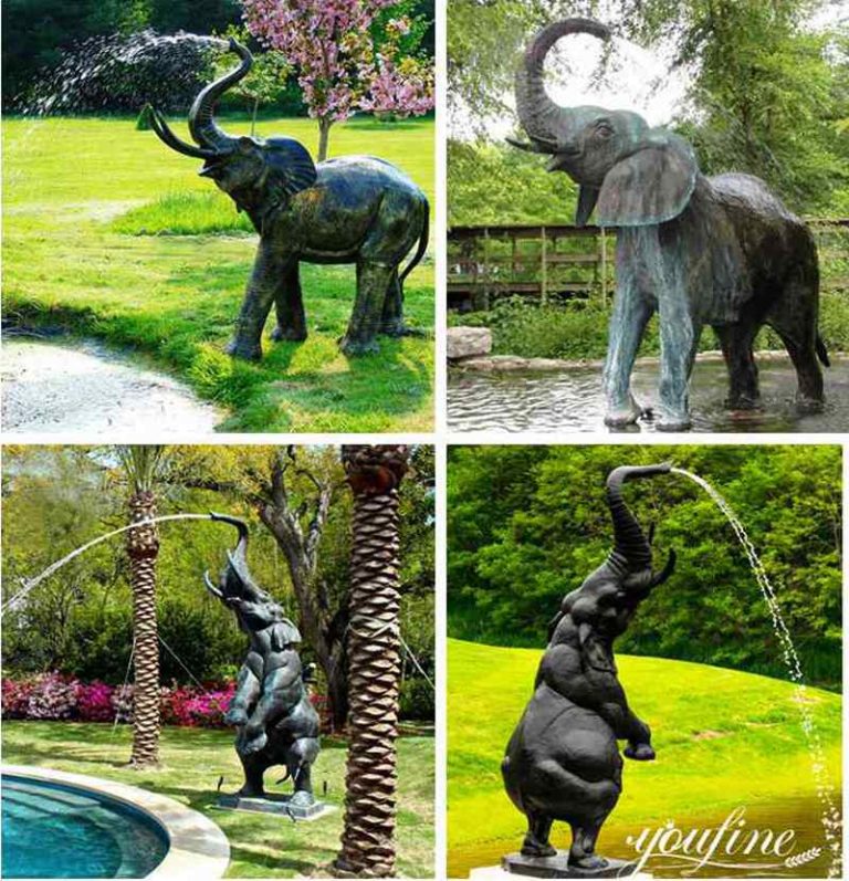 Bronze Outdoor Elephant Water Fountain Garden Art Decor BOK1054 YouFine