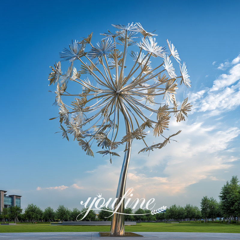 stainless steel dandelion sculpture for garden decor