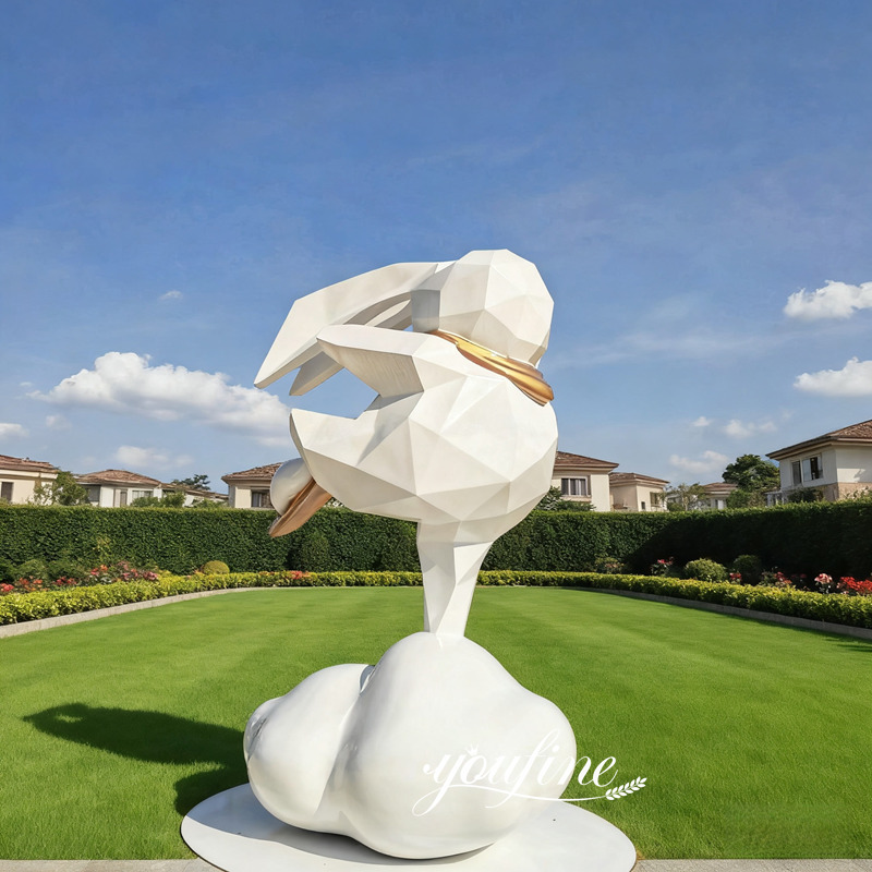 large white geometric rabbit sculpture