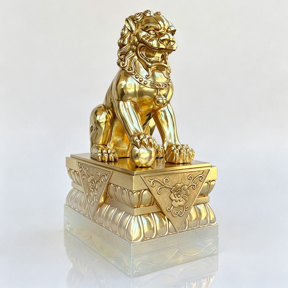 Estatua de león chino dorado para puerta principal BOK1-119