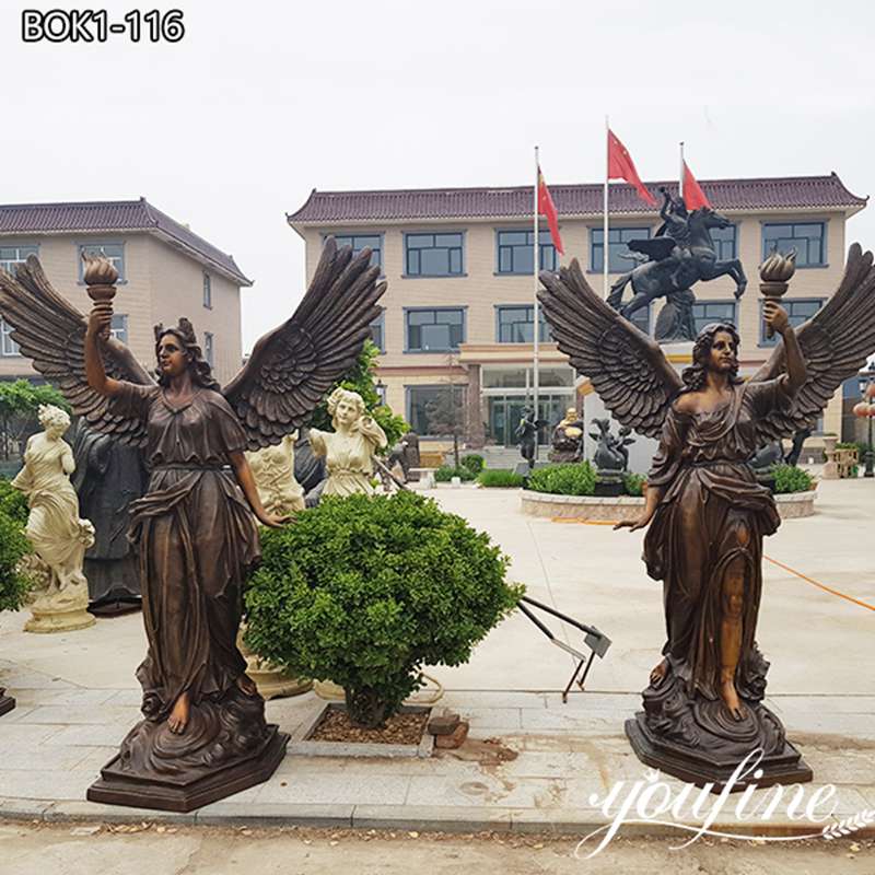Large Bronze Angel Statue Modern Driveway Gate Design Supplier BOK1-116