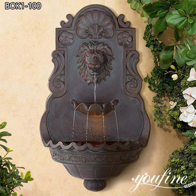 Large Bronze Lion Head Fountain Spout for Wall Manufacturer BOK1-100