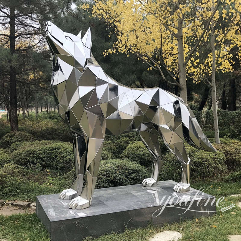 modern abstract wolf sculpture