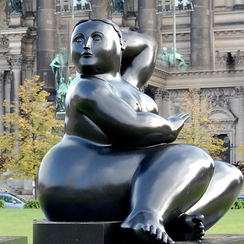 bronze Botero Fat Seated Woman Statue