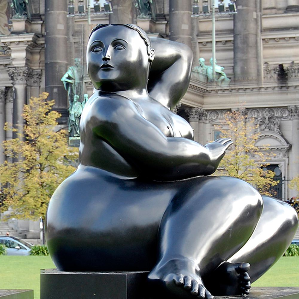 bronze Botero Fat Seated Woman Statue
