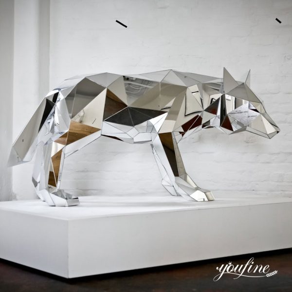 Outdoor Metal Wolf Sculpture Geometric Animal Art Decor CSS-53