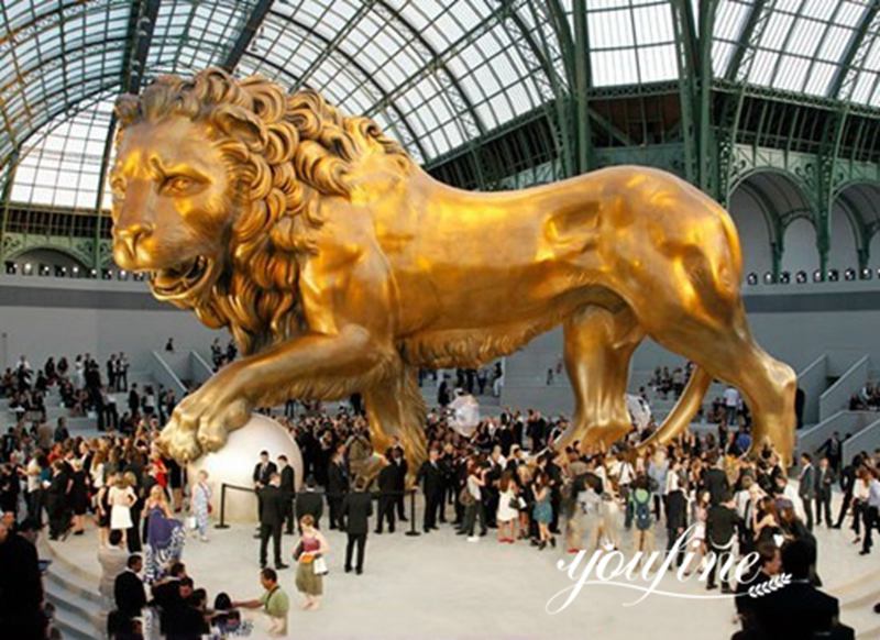 Introduction of Large Gold Lion Statue