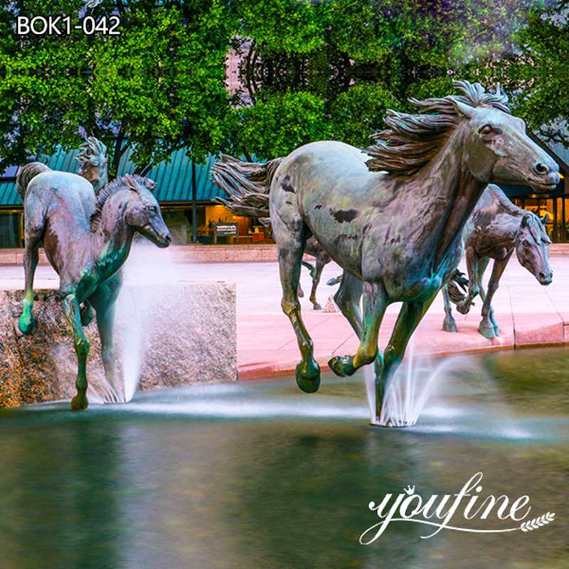 Bronze Animal Statues for The Garden Running Horse Group Statue Fountain BOK1-042