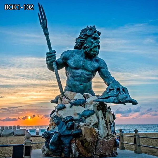 large poseidon bronze statue