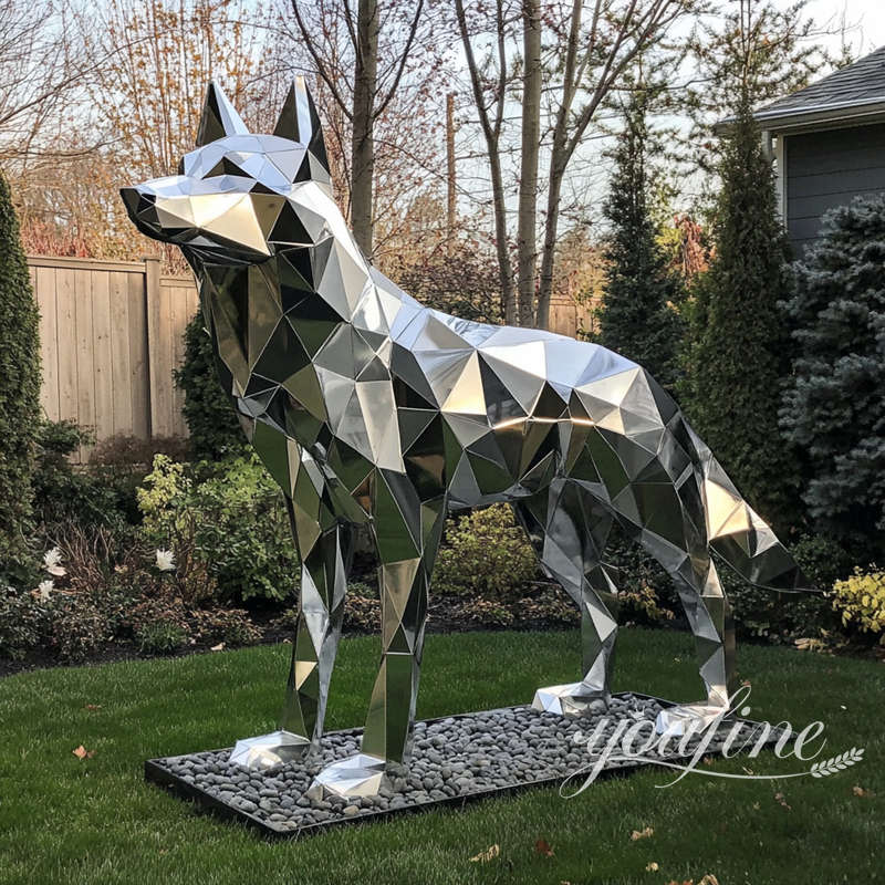 life size abstract wolf sculpture