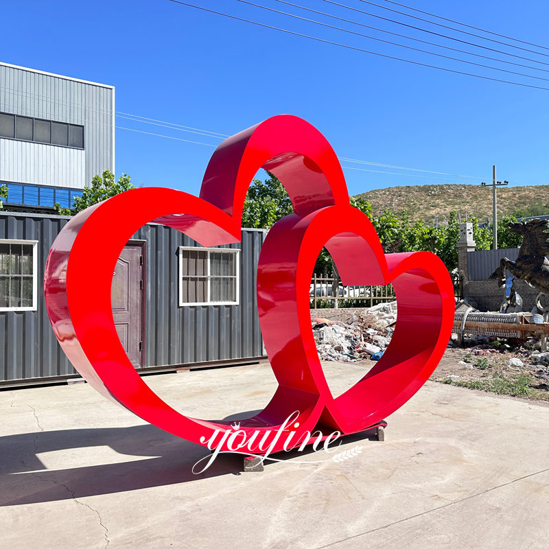 stainless steel red love sculpture