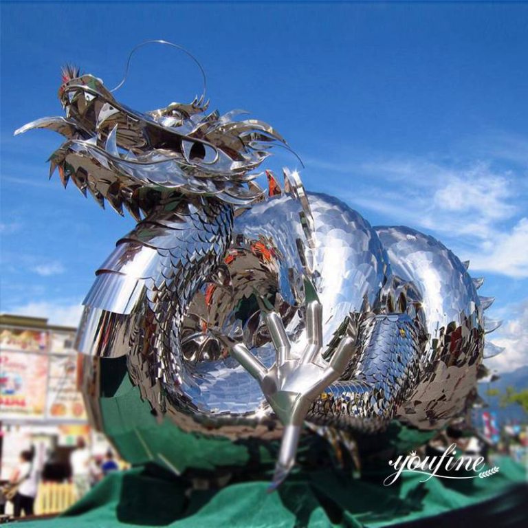 Large Stainless Steel Metal Dragon SculptureYouFine