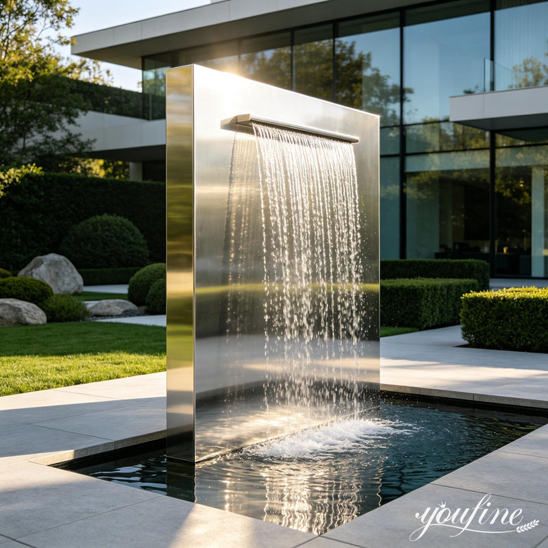 modern metal wall fountain