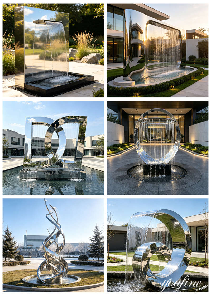 stainless steel fountain sculptures