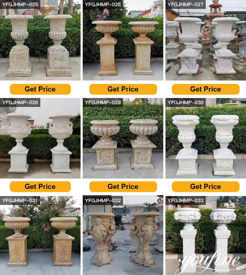 white marble plant pots-YouFine Sculpture