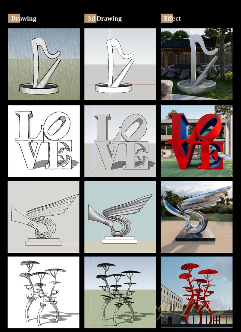 youfine stainless steel love sculpture for sale