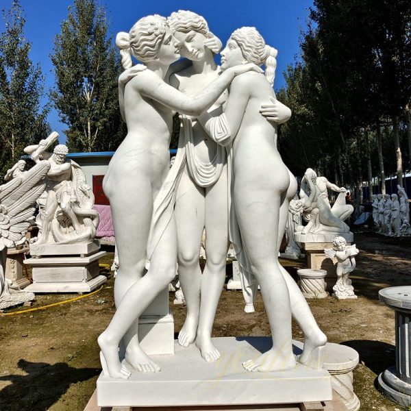 Hand Carved White Marble The Three Graces Garden Statue for Sale MOKK-944