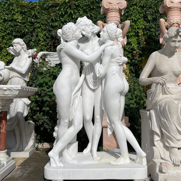 Hand Carved White Marble The Three Graces Garden Statue for Sale MOKK-944