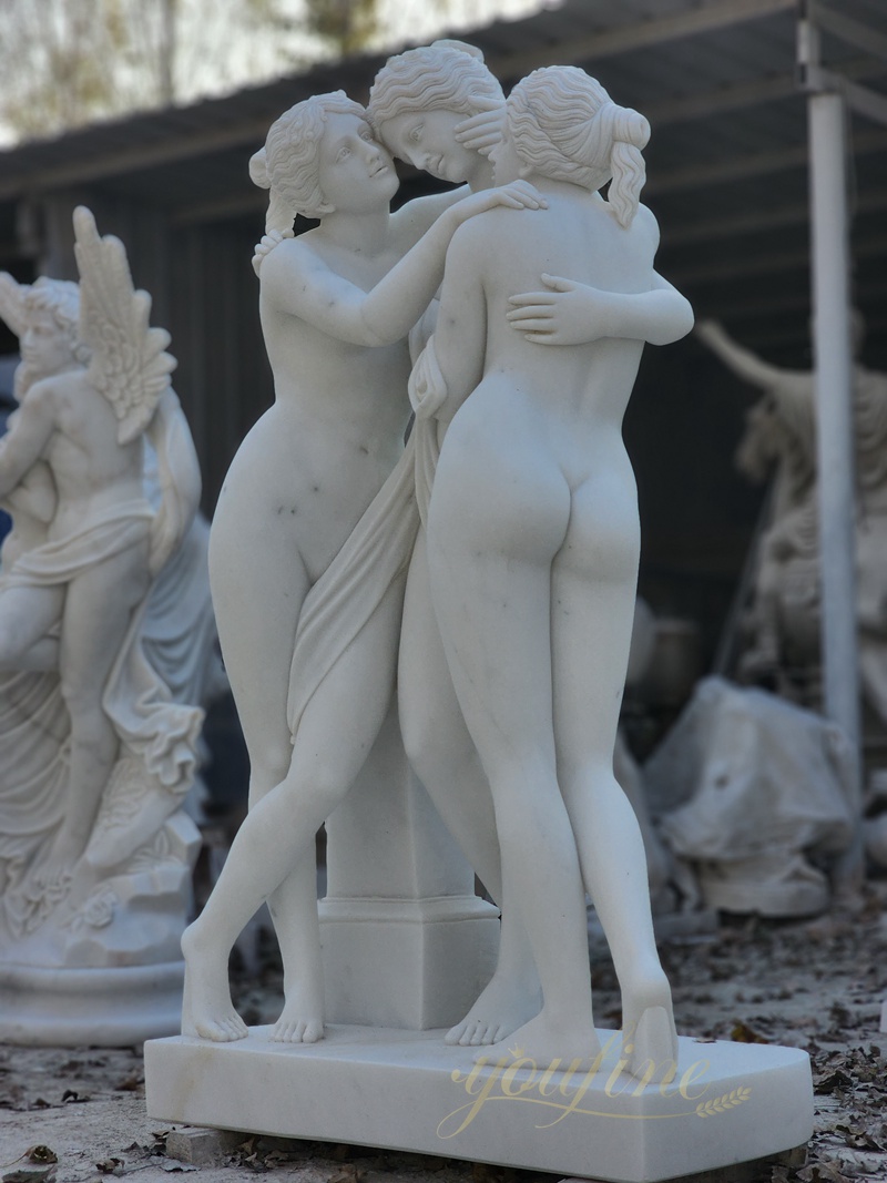 Hand Carved White Marble The Three Graces Garden Statue for Sale MOKK-944