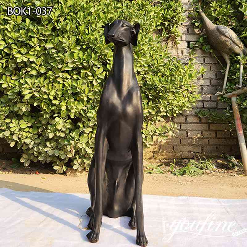 Life Size Bronze Whippet Statue Customized Garden Decor Supplier BOK1-037