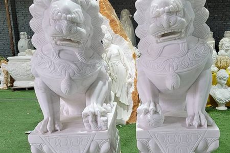Large Marble Foo Dog Statues Guardian Lions Decor Suppliers MOKK-901