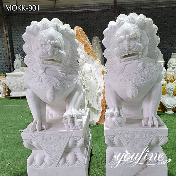 Marble foo dog statues-YouFine Sculpture (1)