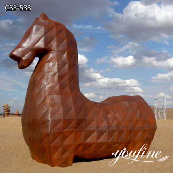 Outdoor Corten Garden Bench Sculpture-YouFine Sculpture (4)